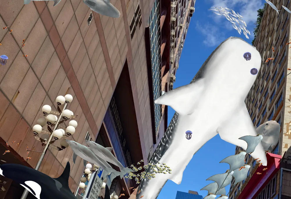 AR virtual marine ecosystem panorama